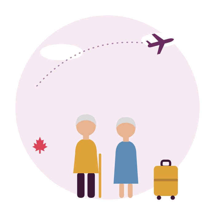 Grandparents arriving in Canada for a visit